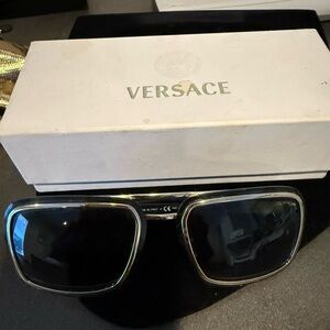 Versace Silver and Black Sunglasses